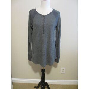 Eddie Bauer Womens TXL Gray Henley Long Sleeve Shirt With Raglan Sleeves Soft Fa
